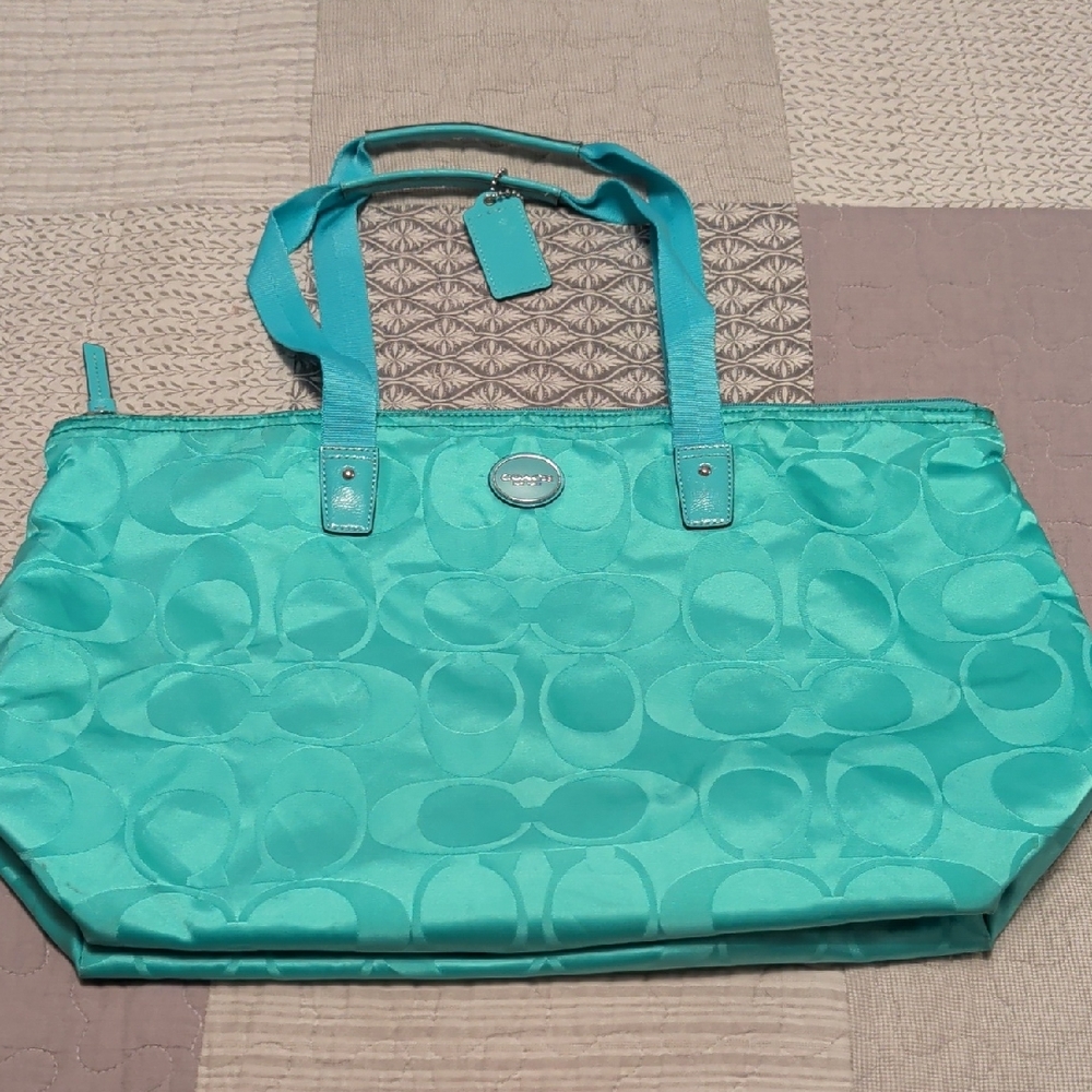 Coach Aqua Blue Tote Bag